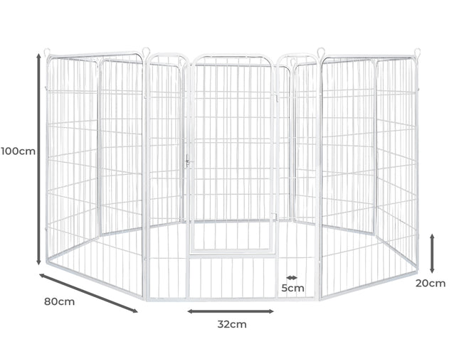PaWz 8 Panel 40'' Pet Dog Playpen Puppy White 2.5kg Venison-1973193828089335810