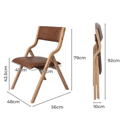 Levede 6x Dining Chairs Foldable PU Tan-2006732728493543426