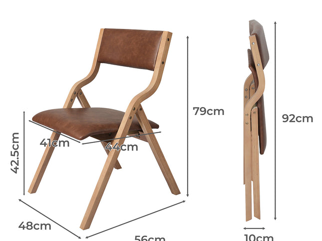 Levede 6x Dining Chairs Foldable PU Tan-2006732728493543426