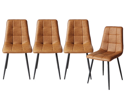 Levede 4x Dining Chairs Kitchen Chair Brown Faux Leather-1942353398980546560