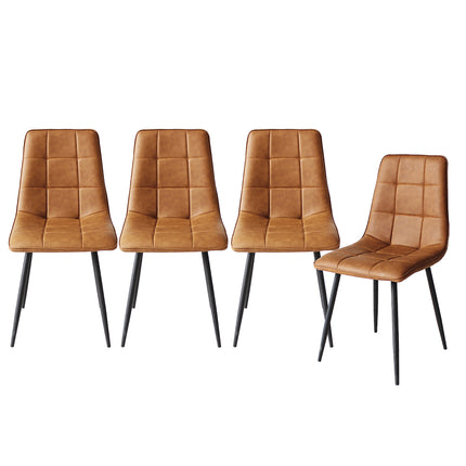 Levede 4x Dining Chairs Kitchen Chair Brown Faux Leather-1973194074588581888