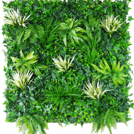 White Grassy Greenery Vertical Garden / Green Wall UV Resistant 100cm x 100cm