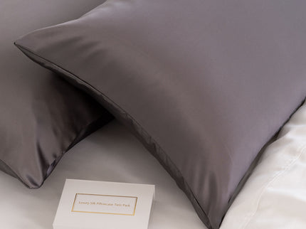 MULBERRY SILK PILLOW CASE TWIN PACK - SIZE: 51X76CM - CHARCOAL-1917365867050569731