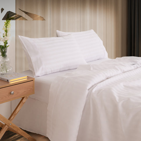 KENSINGTON 1200TC COTTON SHEET SET IN STRIPE-DOUBLE - WHITE-1889884832411029504