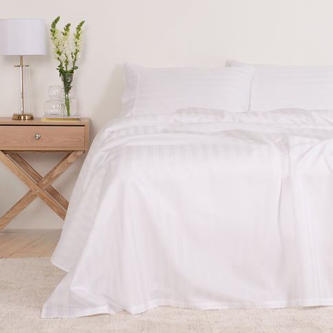 KENSINGTON 1200TC COTTON SHEET SET IN STRIPE-DOUBLE - WHITE-1889884832411029505