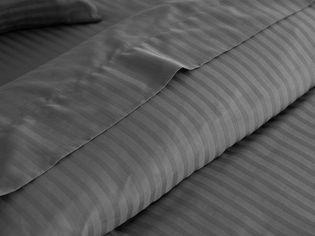 KENSINGTON 1200TC COTTON SHEET SET IN STRIPE-DOUBLE - CHARCOAL-1951134849830096898