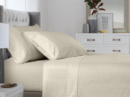 KENSINGTON 1200TC COTTON SHEET SET IN STRIPE-QUEEN -  SAND-1902483610955550721