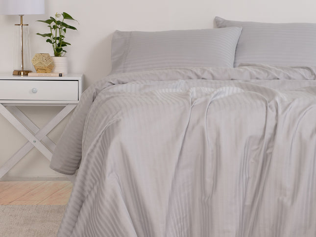 KENSINGTON 1200TC COTTON SHEET SET IN STRIPE-QUEEN - SILVER (GREY)-1902483611190431745