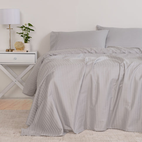 KENSINGTON 1200TC COTTON SHEET SET IN STRIPE-QUEEN - SILVER (GREY)-1902483611190431745
