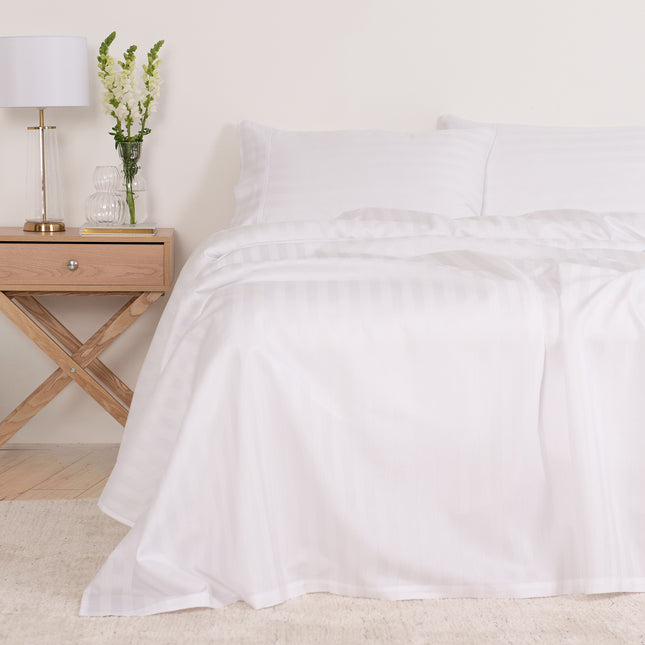 KENSINGTON 1200TC COTTON SHEET SET IN STRIPE-KING - WHITE-1951134850996113409