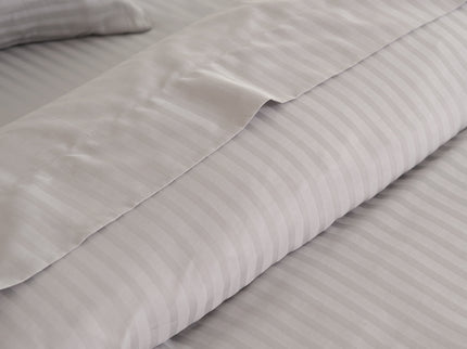 KENSINGTON 1200TC COTTON SHEET SET IN STRIPE- DOUBLE - SILVER (GREY)-1902483611362398211