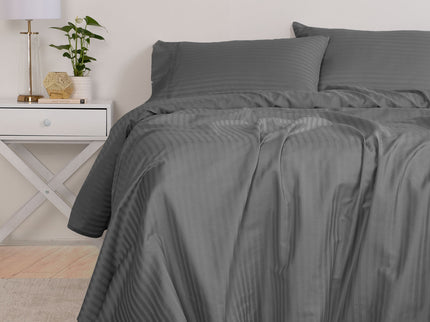 KENSINGTON 1200TC COTTON SHEET SET IN STRIPE-KING - CHARCOAL-1892086622569238529