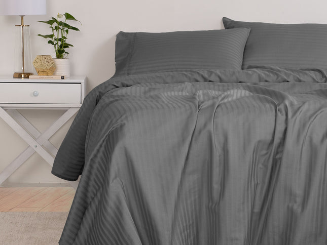 KENSINGTON 1200TC COTTON SHEET SET IN STRIPE-KING - CHARCOAL-1892086622569238529