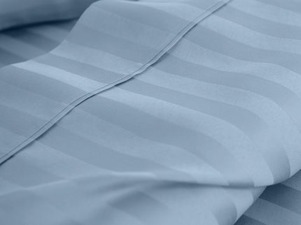 KENSINGTON 1200TC COTTON SHEET SET IN STRIPE-KING - CHAMBRAY (BLUE)-1889884834466238466