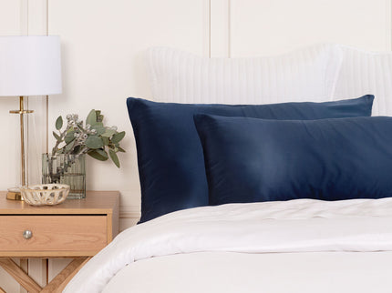 MULBERRY SILK PILLOW CASE TWIN PACK - SIZE: 51X76CM - NAVY-1889884798005153793