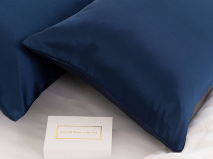 MULBERRY SILK PILLOW CASE TWIN PACK - SIZE: 51X76CM - NAVY-1889884798005153795