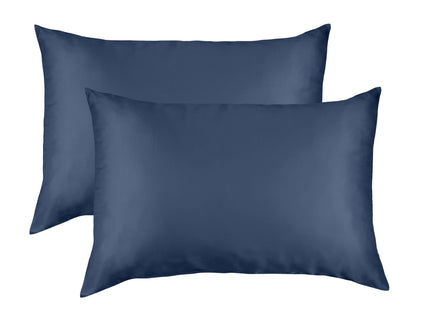 MULBERRY SILK PILLOW CASE TWIN PACK - SIZE: 51X76CM - NAVY-1889884798005153792