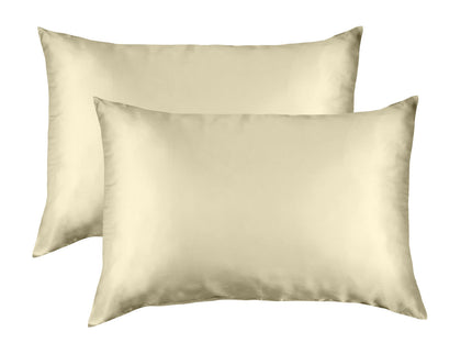 MULBERRY SILK PILLOW CASE TWIN PACK - SIZE: 51X76CM - CHAMPAGNE-1899951211034054656
