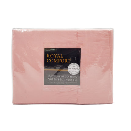 Royal Comfort Bamboo Blended Sheet Set Blush - Queen-1951134851948220419
