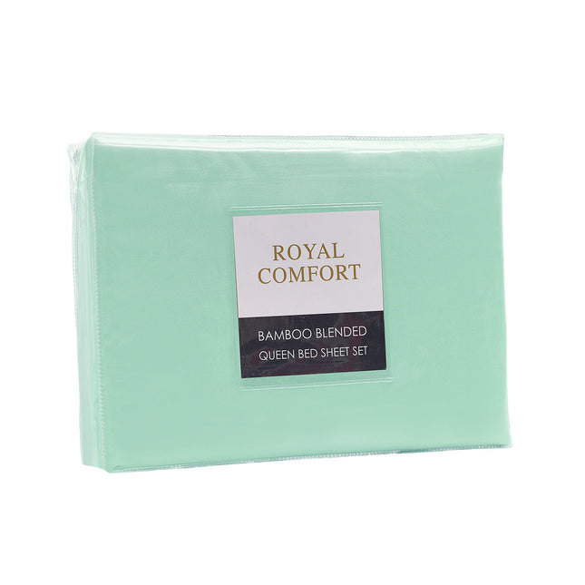 Royal Comfort Bamboo Blended Sheet Set Green Mist - Queen-1951134852120186882
