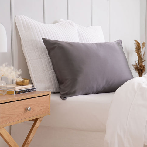 Pure Silk Pillow Case by Royal Comfort-Charcoal-1889884798789488641