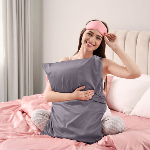 Pure Silk Pillow Case by Royal Comfort-Charcoal-1889884798789488642