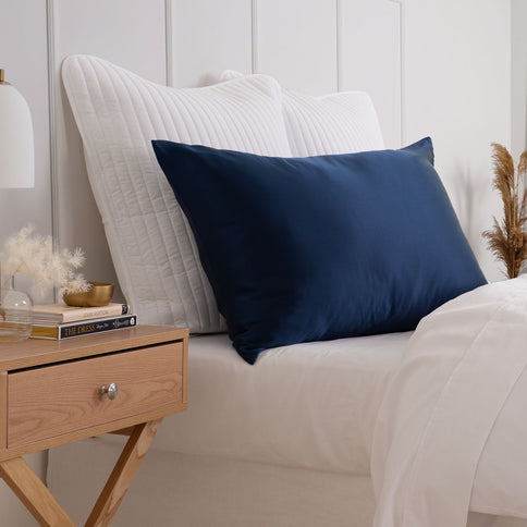 Pure Silk Pillow Case by Royal Comfort-Navy-1889884799255056385