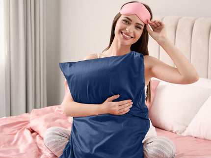 Pure Silk Pillow Case by Royal Comfort-Navy-1889884799255056388