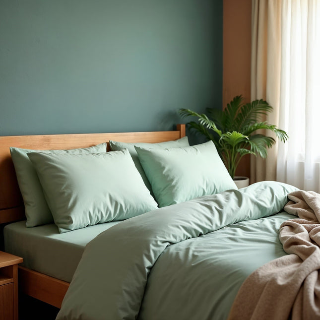 Royal Comfort 1000TC Cotton Blend Quilt Cover Set - Queen - Green Mist-1951134821900226561