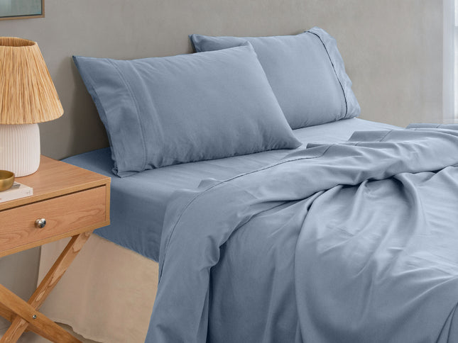 Royal Comfort  - Balmain 1000TC Bamboo Cotton Sheet Set - Queen - Blue Fog-1951134853193928705
