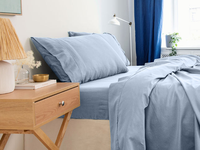 Royal Comfort  - Balmain 1000TC Bamboo Cotton Sheet Set - Queen - Blue Fog-1951134853193928706