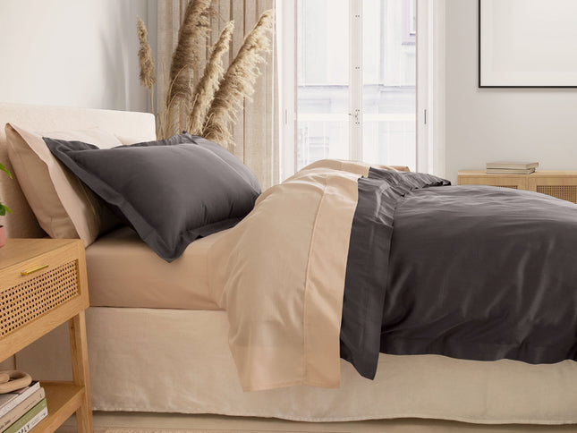 Royal Comfort - Balmain 1000TC Bamboo cotton Quilt Cover Sets (Queen) - Pewter-1951134823263375362