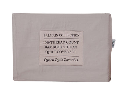 Royal Comfort - Balmain 1000TC Bamboo cotton Quilt Cover Sets (Queen) - Dove-1917365868078174215