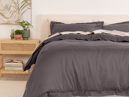Royal Comfort - Balmain 1000TC Bamboo cotton Quilt Cover Sets (King) - Pewter-1889884807970820096