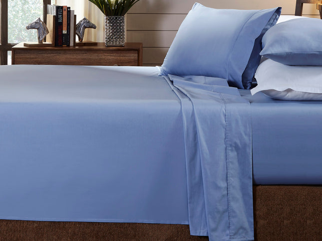 Royal Comfort - 250TC 100% Organic Cotton 4 Piece Sheet Set - Double - Indigo-1889884840711557120