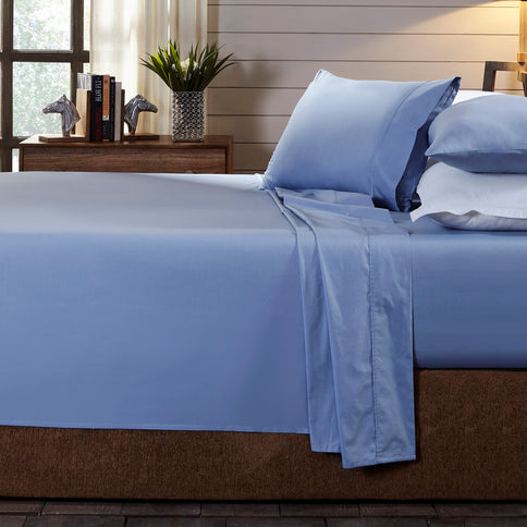 Royal Comfort - 250TC 100% Organic Cotton 4 Piece Sheet Set - Double - Indigo-1889884840711557120