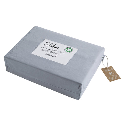 Royal Comfort - 250TC 100% Organic Cotton 4 Piece Sheet Set - Double - Graphite-1889884840866746369