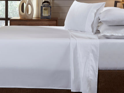 Royal Comfort - 250TC 100% Organic Cotton 4 Piece Sheet Set - Queen - White-1889884841177124864