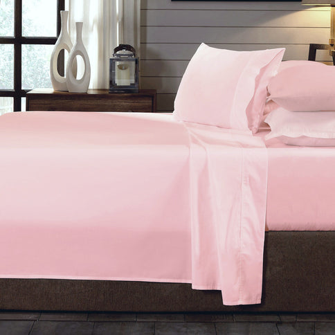 Royal Comfort - 250TC 100% Organic Cotton 4 Piece Sheet Set - King - Blush-1889884842297004032