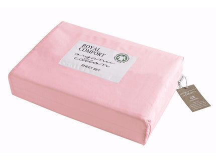 Royal Comfort - 250TC 100% Organic Cotton 4 Piece Sheet Set - King - Blush-1889884842297004033