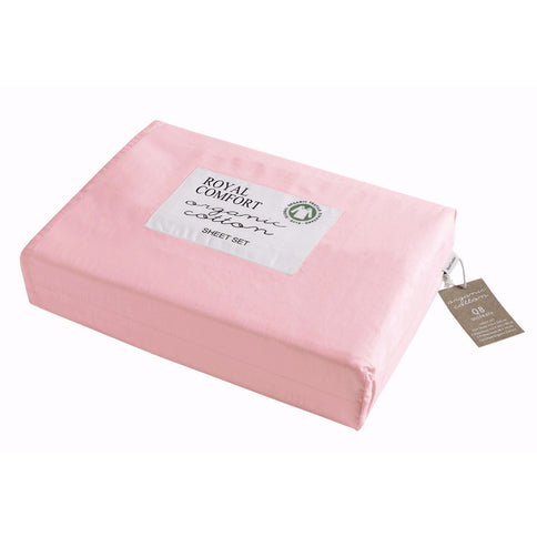 Royal Comfort - 250TC 100% Organic Cotton 4 Piece Sheet Set - King - Blush-1889884842297004033