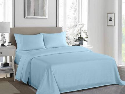 Royal Comfort 1200TC Ultrasoft 4 Piece Sheet Set - Queen - Sky Blue-1889884843349774341