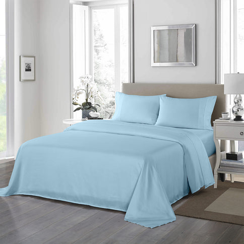 Royal Comfort 1200TC Ultrasoft 4 Piece Sheet Set - King - Sky Blue-1897053481768980480