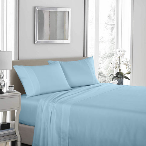 Royal Comfort 1200TC Ultrasoft 4 Piece Sheet Set - King - Sky Blue-1897053481768980481