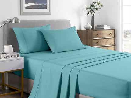 Royal Comfort Bamboo Cooling 2000TC Sheet Set - Single-Aqua-1889884847867039744