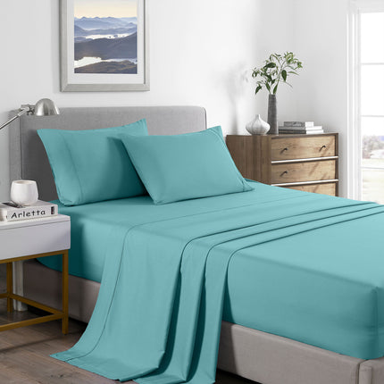 Royal Comfort Bamboo Cooling 2000TC Sheet Set - Single-Aqua-1951134863461584896