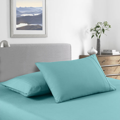 Royal Comfort Bamboo Cooling 2000TC Sheet Set - Single-Aqua-1889884847867039745