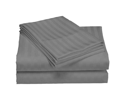 Royal Comfort 1200 Thread count Damask Stripe Cotton Blend sheet sets Queen Charcoal Grey-1889884851469946883