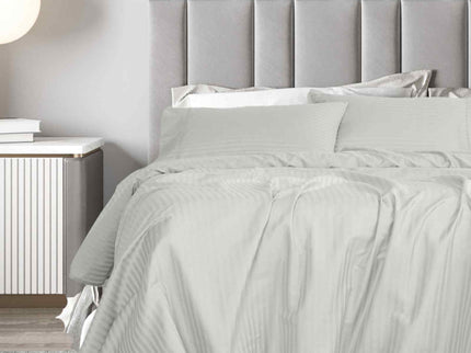 Royal Comfort 1200 Thread count Damask Stripe Cotton Blend sheet sets Queen Silver-1889884851616747521