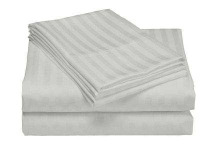 Royal Comfort 1200 Thread count Damask Stripe Cotton Blend sheet sets Queen Silver-1889884851616747523